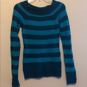 Striped blue long sleeve sweater